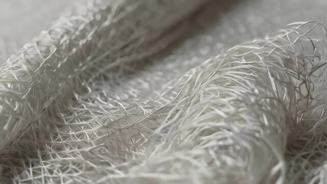 synthetic winterizer close-up slow motion background. production of non-woven materials. Syntepon manufacturing. High quality 4k footage