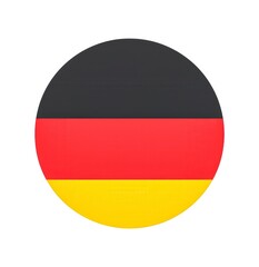 A round German flag with a black, red, and yellow stripe