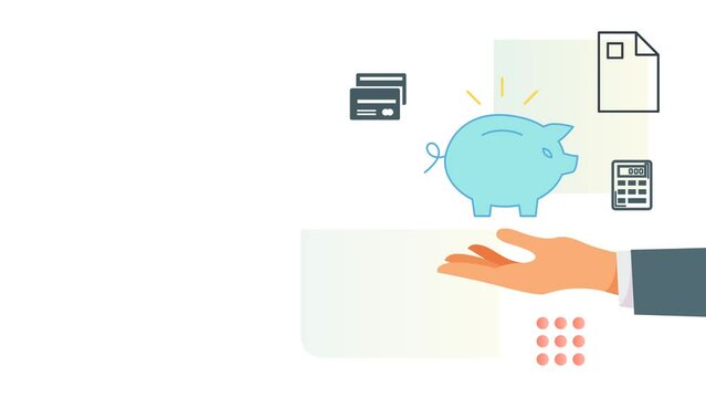 Copy Space with Banner for Investment Planning with Savings   - Animated Illustration as MP4 File