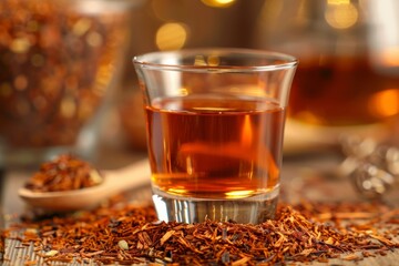Fototapeta premium Clear glass of decaf rooibos tea