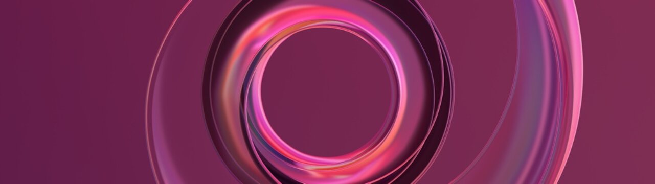 Transparent spiral in bright lights. Wide frame format.