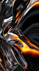 "Mesmerizing Liquid Metal Artwork Glistening in Golden Light"