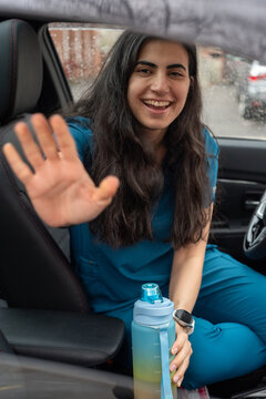 Bye bye waving car portrait
