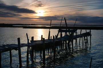 Fototapeta premium stilt harbour Carrasqueira, Alentejo, Portugal,