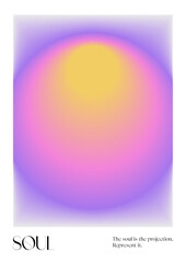 Positive Aura Gradient poster. Y2k style blurred gradient. Soul aura aesthetic. Colourful spiritual poster. Trendy wall art. Futurism vector art. Purple, pink, yellow. Print, wallpaper, web template.