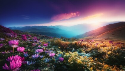Fototapeta premium An alien landscape with plant life adapted to a different atmosphere.