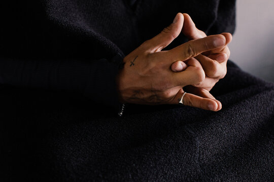 Anonymous man meditating