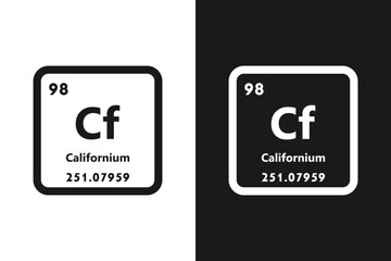 Californium, Cf, chemical periodic element icon. The chemical element of the periodic table. Sign with atomic number. Californium element