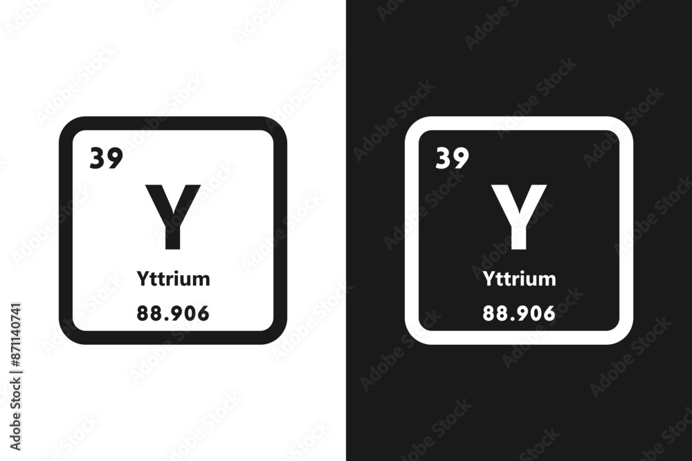 Wall mural Yttrium, Y, chemical periodic element icon. The chemical element of the periodic table. Sign with atomic number. Yttrium element