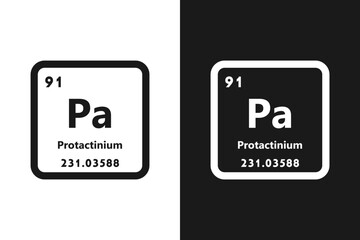 Protactinium, Pa, chemical periodic element icon. The chemical element of the periodic table. Sign with atomic number. Protactinium element