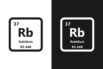 Rubidium, Rb, chemical periodic element icon. The chemical element of the periodic table. Sign with atomic number. Rubidium element