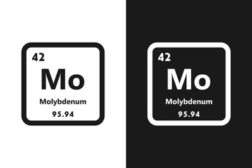 Molybdenum, Mo, chemical periodic element icon. The chemical element of the periodic table. Sign with atomic number. Molybdenum element
