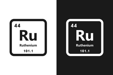 Ruthenium , Ru, chemical periodic element icon. The chemical element of the periodic table. Sign with atomic number. Ruthenium element