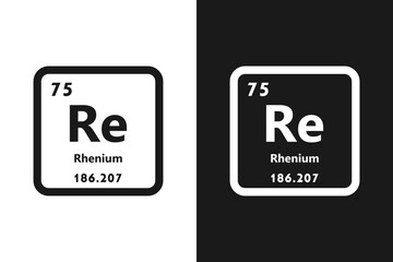 Rhenium, Re, chemical periodic element icon. The chemical element of the periodic table. Sign with atomic number. Rhenium element