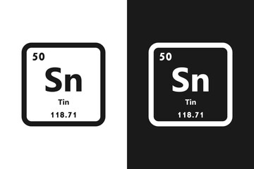 Tin, Sn, chemical periodic element icon. The chemical element of the periodic table. Sign with atomic number. Tin element