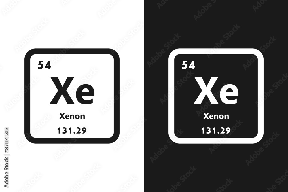 Wall mural xenon, xe, chemical periodic element icon. the chemical element of the periodic table. sign with ato