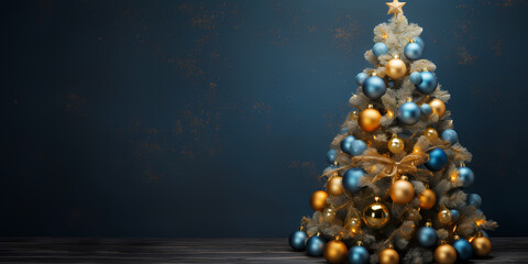 Festive Christmas Background: Snow-Covered Trees and Sparkling Decorations