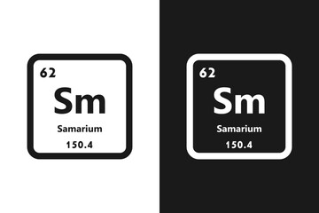 Samarium, Sm, chemical periodic element icon. The chemical element of the periodic table. Sign with atomic number. Samarium element