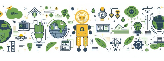 Innovative technology and sustainability concept with a focus on green energy and robotics