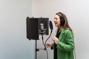 Voice actor dubber at sound studio