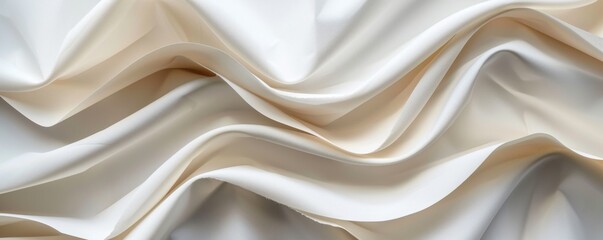 Fototapeta premium Close-up of smooth white fabric with elegant folds on a white background