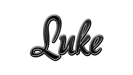 black metal 3d design of name Luke on white background.
