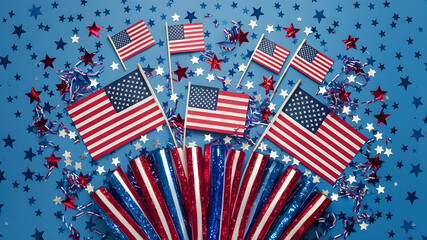 Obraz premium Flat Lay Festivities. 4th of July Stars Decorations