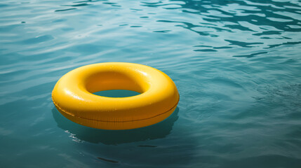 Interesting summer photo of a inflatable water ring in the sea