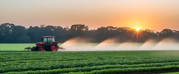 Fototapeta premium Tractor working on field. Agriculture