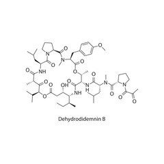 Dehydrodidemnin B skeletal structure diagram.marine toxin compound molecule scientific illustration.