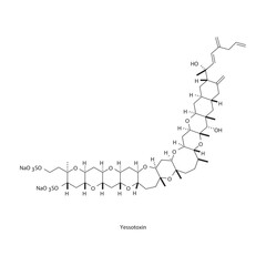 Yessotoxin skeletal structure diagram.marine toxin compound molecule scientific illustration.