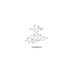 Surugatoxin skeletal structure diagram.marine toxin compound molecule scientific illustration.
