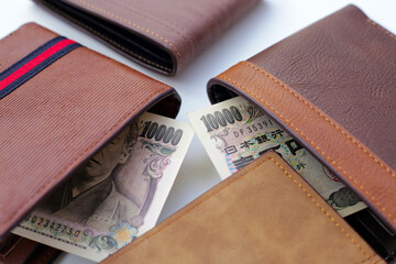 Wallet with Ten Thousand Yen Bills, Japanese Yen Notes