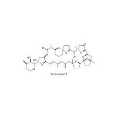 Pectenotoxin 2 skeletal structure diagram.marine toxin compound molecule scientific illustration.