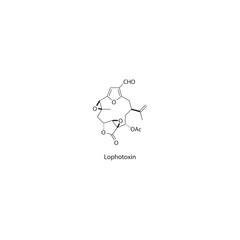 Lophotoxin skeletal structure diagram.marine toxin compound molecule scientific illustration.