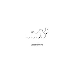 Lepadiformine skeletal structure diagram.marine toxin compound molecule scientific illustration.