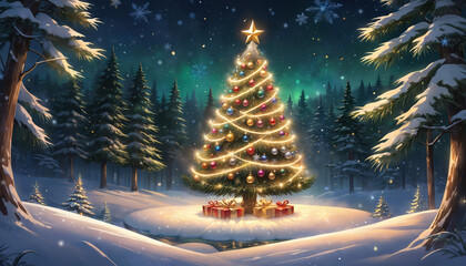 christmas tree in forest