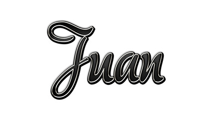 black metal 3d design of name Juan on white background.