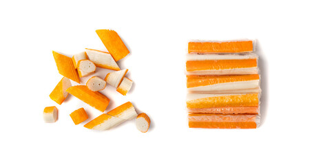 Crab Stick Isolated, Orange Crabstick Closeup, Crabmeat Food, Crabmeat Fish Sticks, Crab Sticks © ange1011
