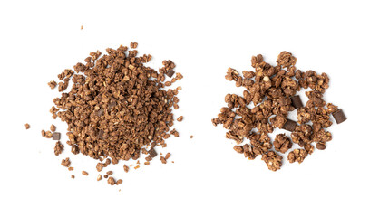 Chocolate Granola Pile Isolated, Cocoa Muesli Breakfast, Crunchy Cereals, Oatmeal Muesli