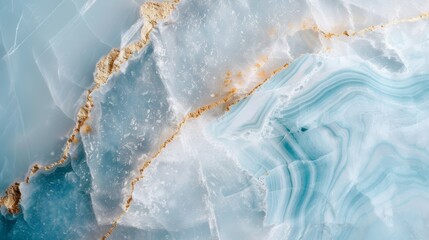 A blue and white stone with gold accents