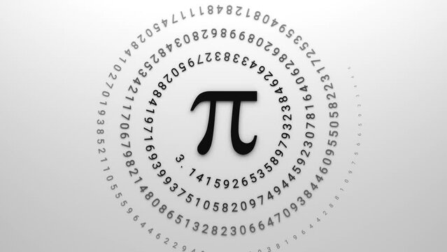 pi irrational number with infinite decimals spiral array 3d animation. Can be used to represent circumference math of high school, engineering or physics computation