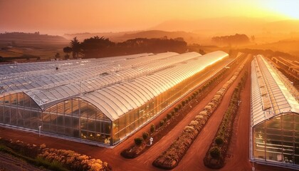 A futuristic greenhouse with genetically engineered plants.