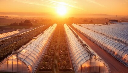 A futuristic greenhouse with genetically engineered plants.
