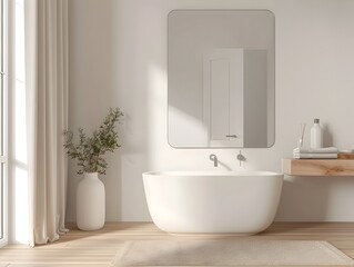 Fototapeta premium Minimalist Bathroom Design with Natural Ambiance and Relaxing Decor
