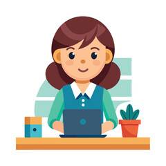 Cheerful Businesswoman Office Avatar Vector