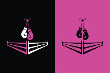 Logo for a boxing with two gloves and ring.