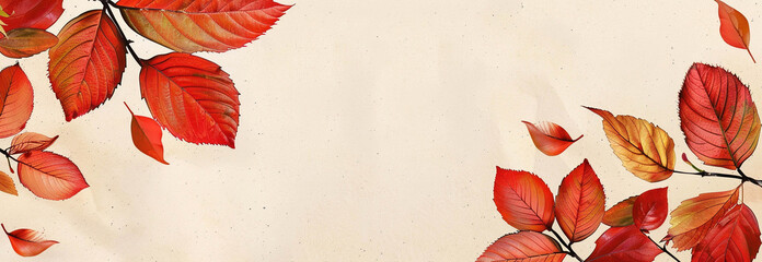 Fall leaves on a light beige background