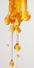 Obraz premium Dripping Effect: Abstract Gold Honey on Organic White Table - Fresh Liquid Design