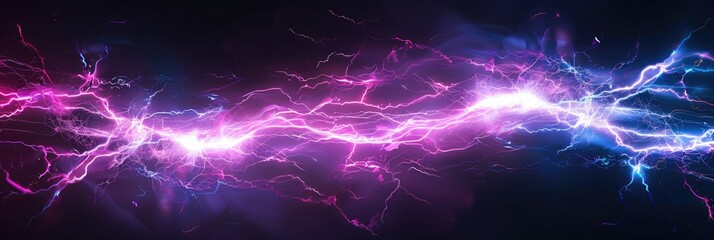 Obraz premium Lightning Speed. Electric Storm with Neon Flare and Glowing Magic Effects